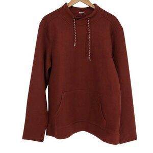 Tallwoods Orange Fleece Pullover Sweatshirt Kangaroo Pocket Drawstring neck LG